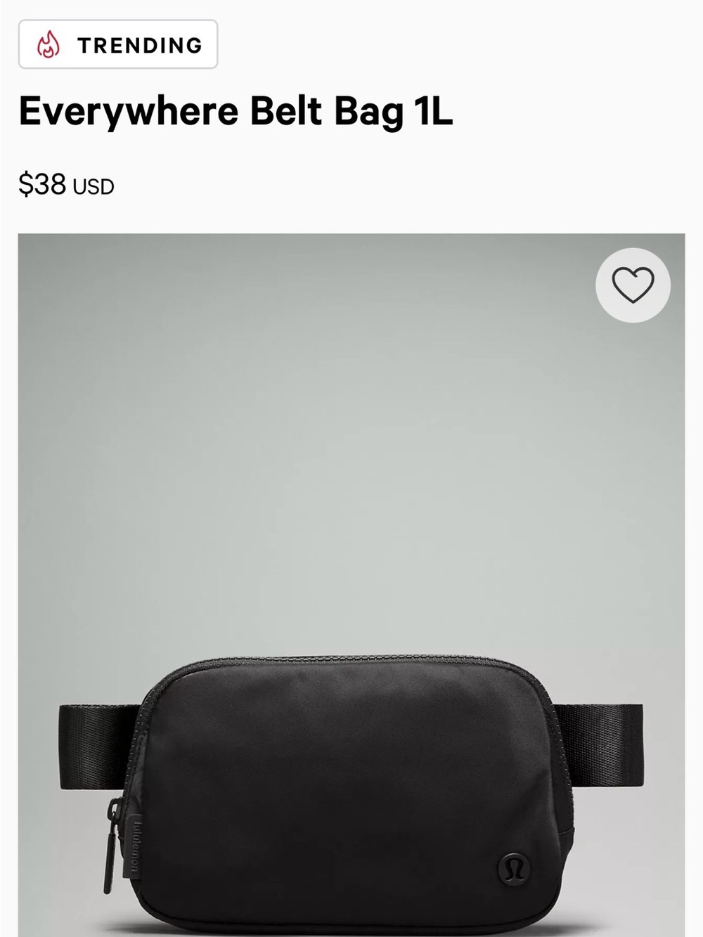 lululemon athletica Black Everywhere Belt Bag 1L